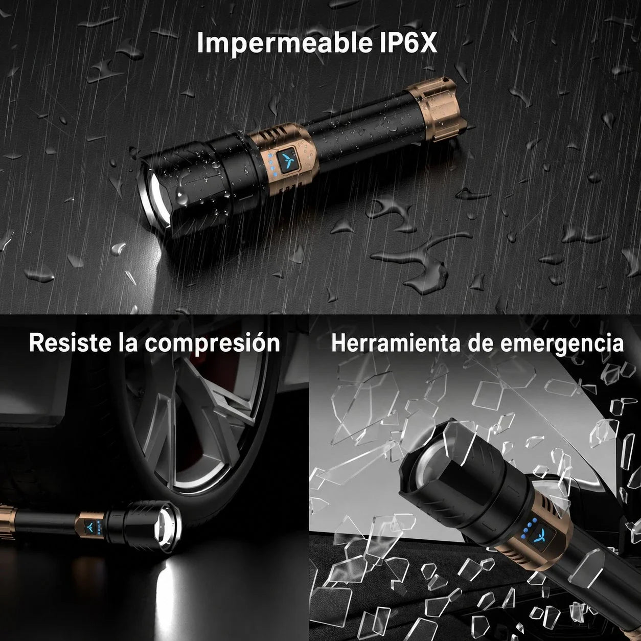 Linterna Táctica LED 3000 Lúmenes con Lente de Ignición Multifuncional Resistente al Agua | FYREBEAM™