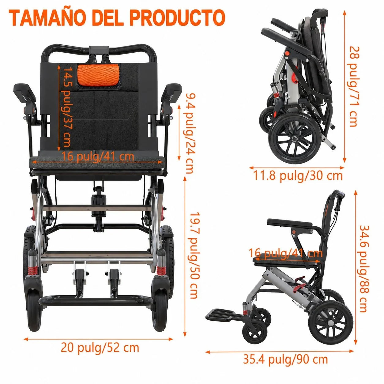 Silla de Ruedas Plegable Ligera con Frenos Dobles y Apoyabrazos Abatibles FOLDAVIA™