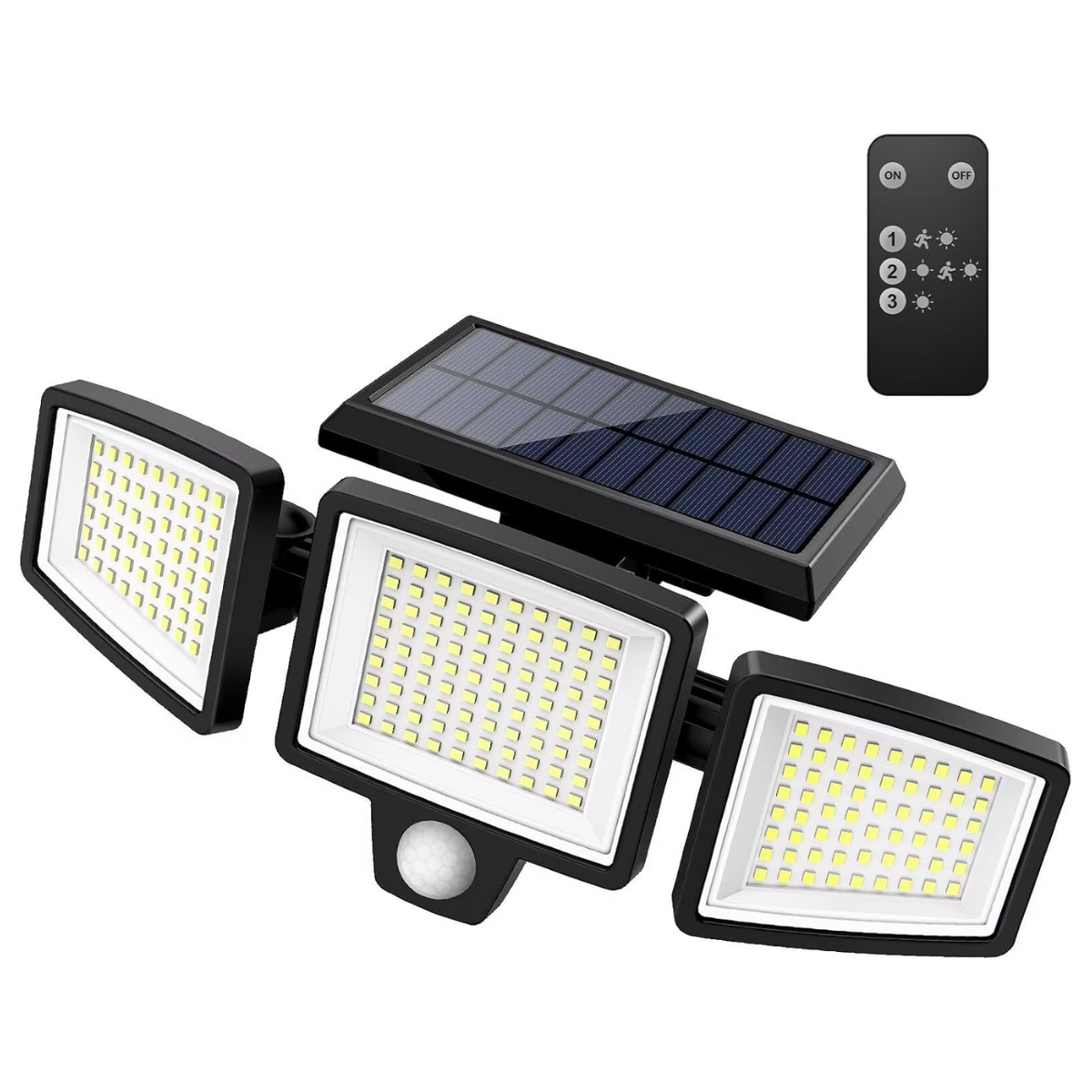 Reflector Solar 2500 lm 3 Cabezales c/ Sensor y Control | TriRay™