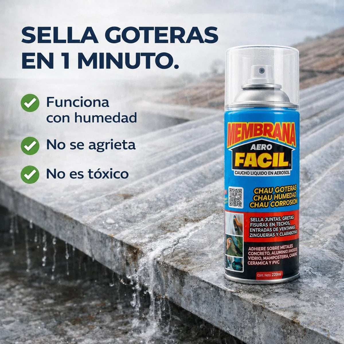 Spray Sellador Impermeable para Goteras, Grietas y Humedad 420 ml DRYVEXA™
