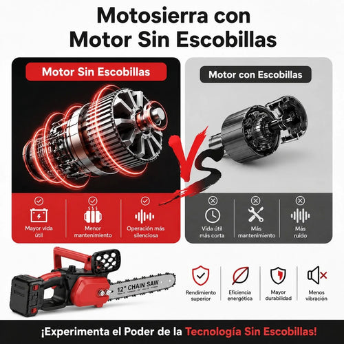 Motosierra Inalámbrica Brushless 12” con 2 Baterías 4.0Ah y 3 Cadenas CUTVORA™
