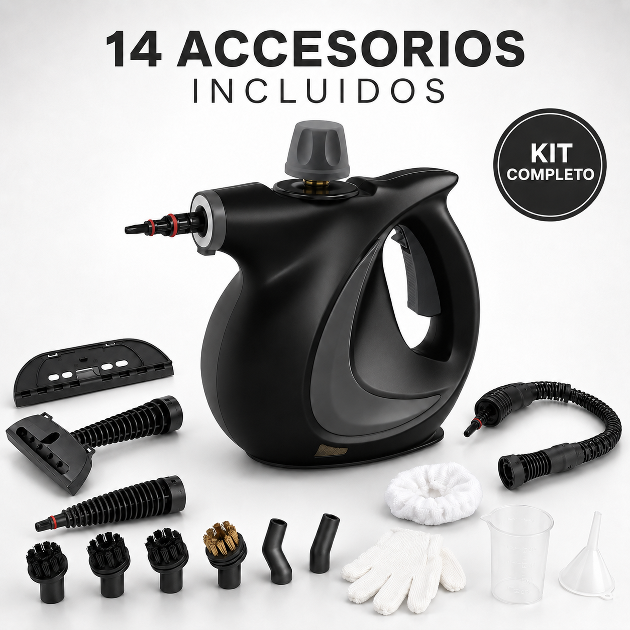 Limpiador a Vapor Portátil con 14 Accesorios para Auto, Baño, Cocina y Tapicería | VAPORLYX™