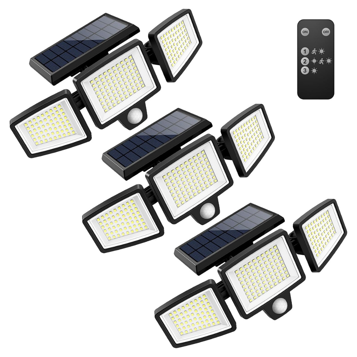 Reflector Solar 2500 lm 3 Cabezales c/ Sensor y Control | TriRay™