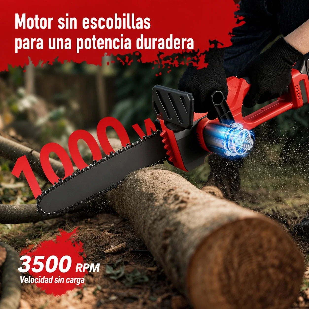 Motosierra Inalámbrica Brushless 12” con 2 Baterías 4.0Ah y 3 Cadenas CUTVORA™