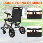 Silla de Ruedas Plegable Ligera con Frenos Dobles y Apoyabrazos Abatibles FOLDAVIA™