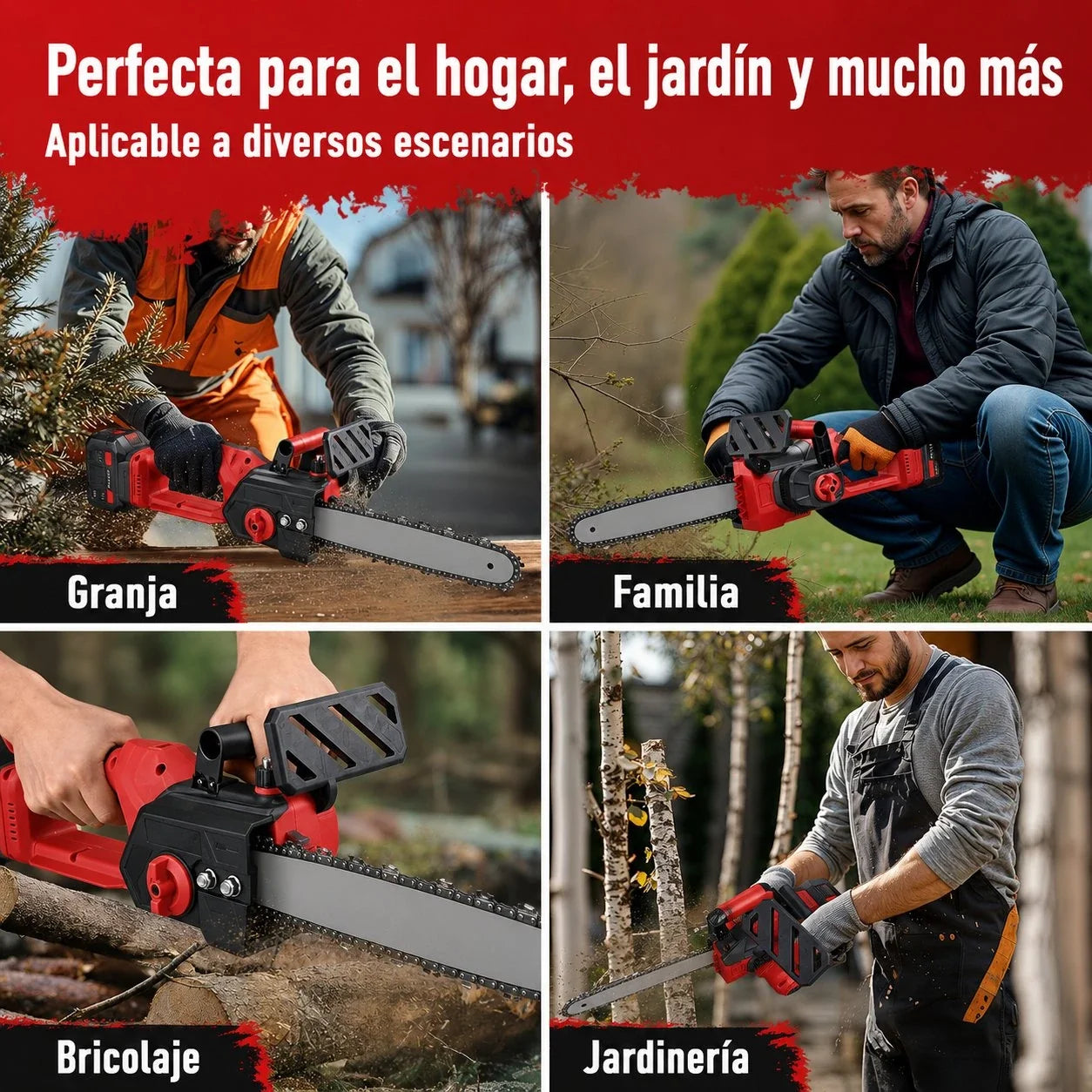 Motosierra Inalámbrica Brushless 12” con 2 Baterías 4.0Ah y 3 Cadenas CUTVORA™
