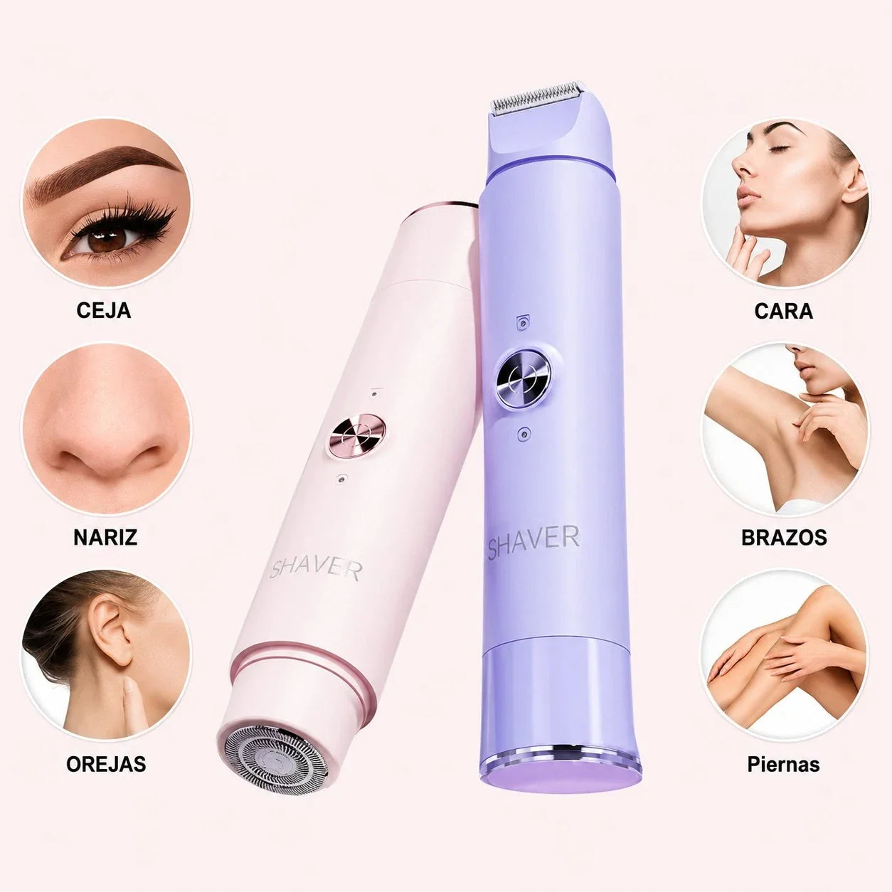 Rasuradora Eléctrica Femenina 2 en 1 para Rostro, Axilas, Piernas y Zona Íntima - LISVYRA™