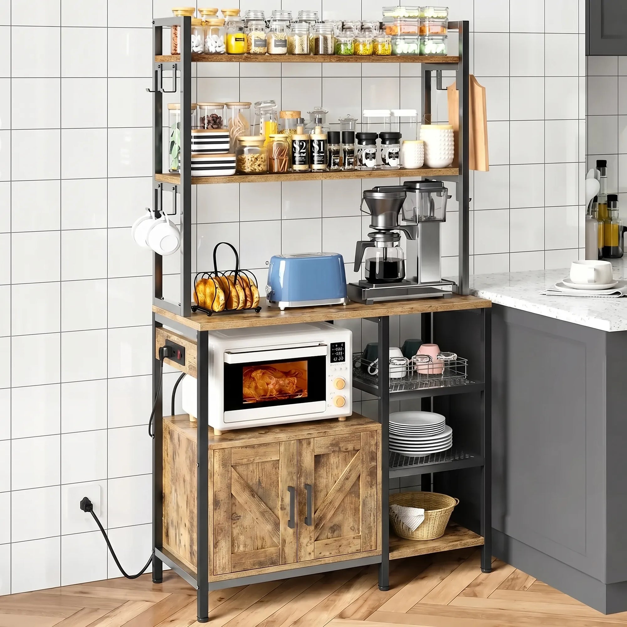 Estante de Cocina Industrial 6 Niveles Metal y Madera - FERRAVO™