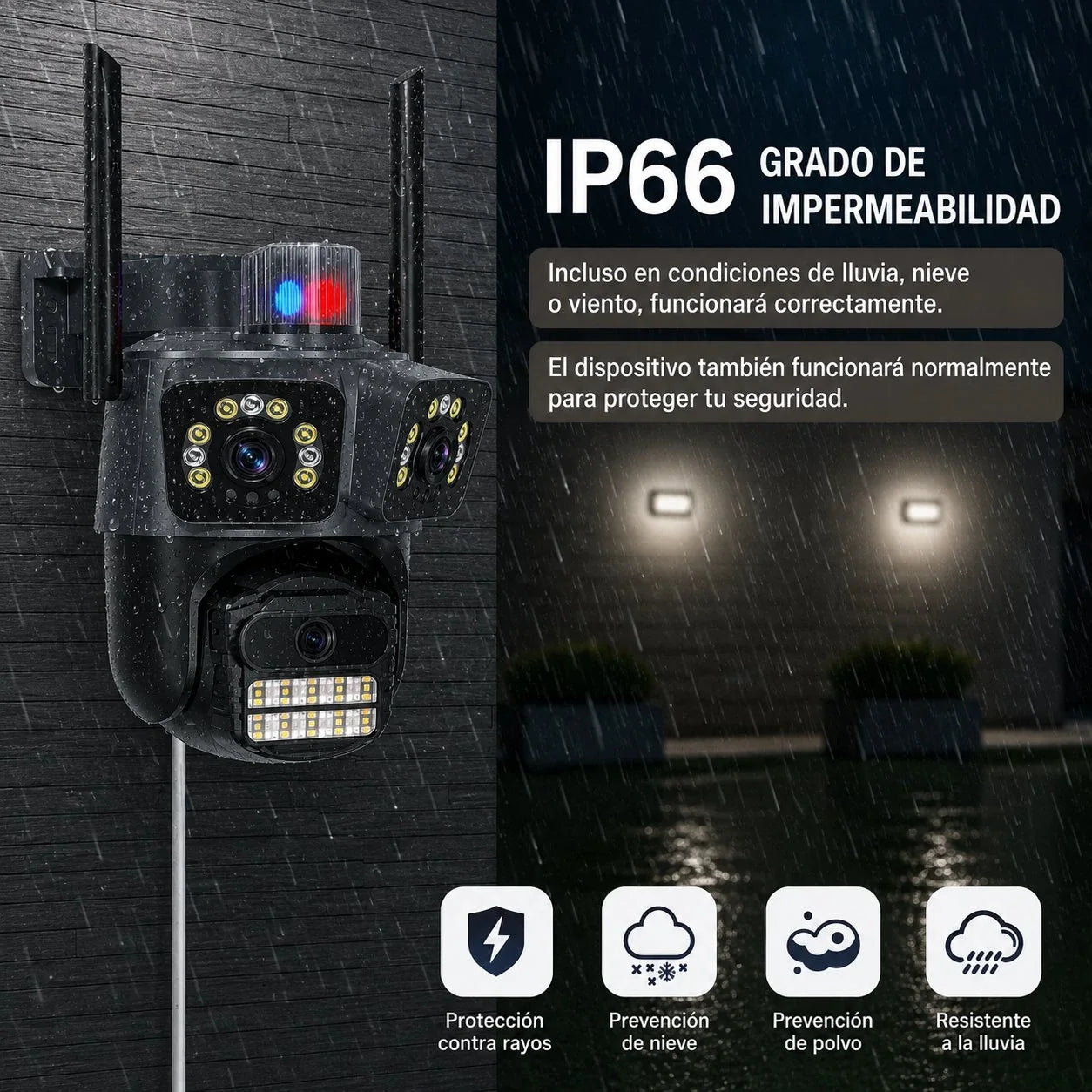 Cámara de Seguridad Wi-Fi Exterior 6MP con Doble Lente y Visión Panorámica PANORVIA™