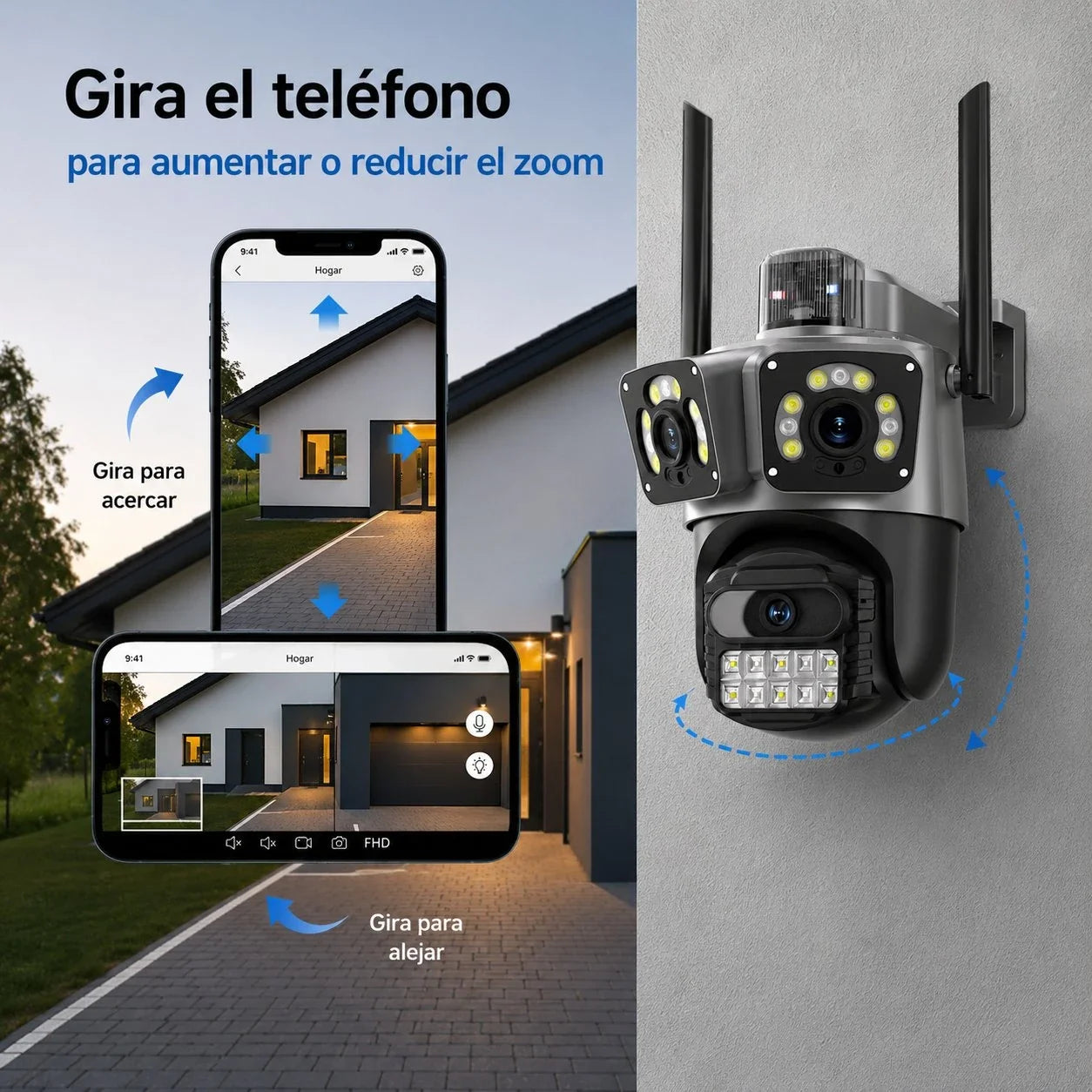 Cámara de Seguridad Wi-Fi Exterior 6MP con Doble Lente y Visión Panorámica PANORVIA™