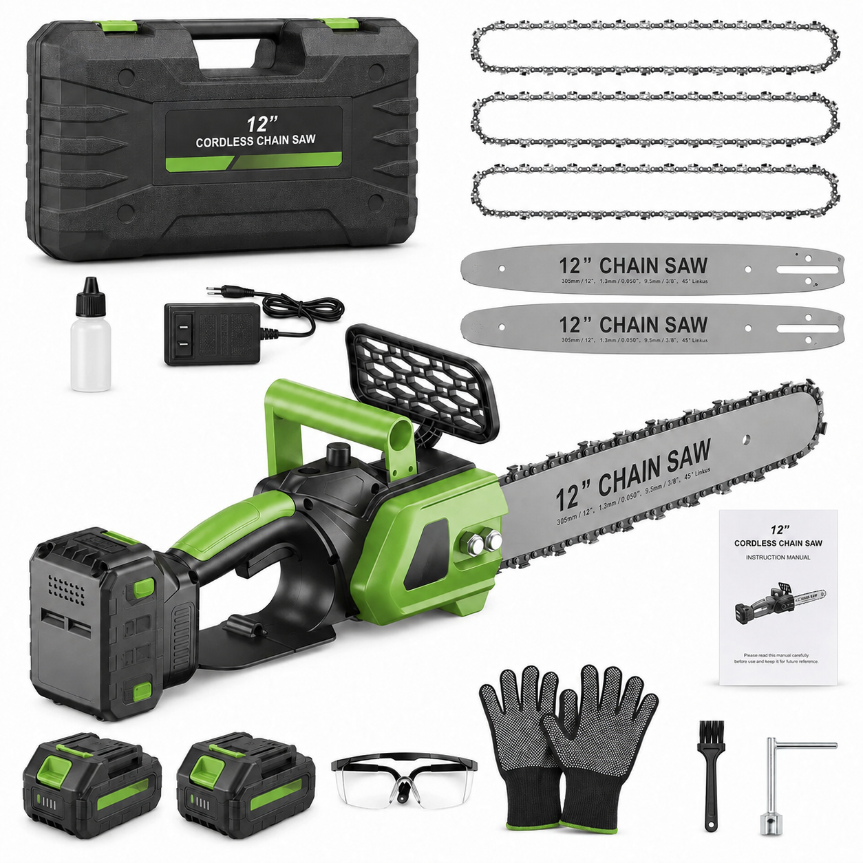 Motosierra Inalámbrica Brushless 12” con 2 Baterías 4.0Ah y 3 Cadenas CUTVORA™